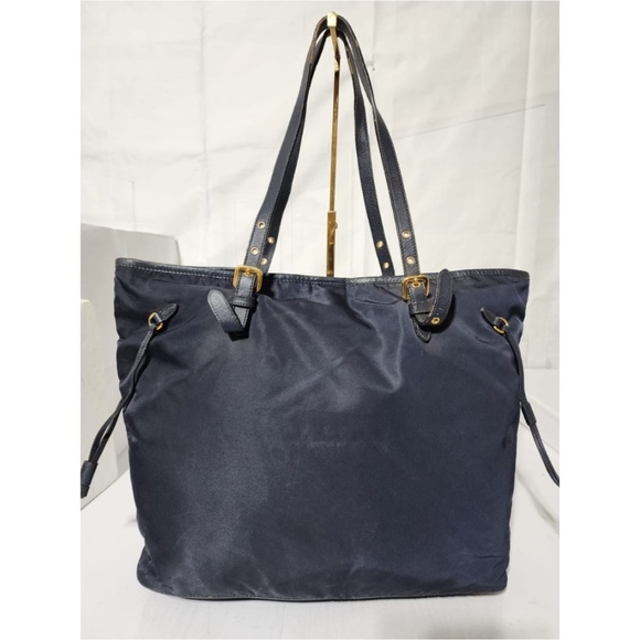 Authentic PRADA Tessuto Nylon Saffiano Tote Navy Blue - Picture 4 of 15